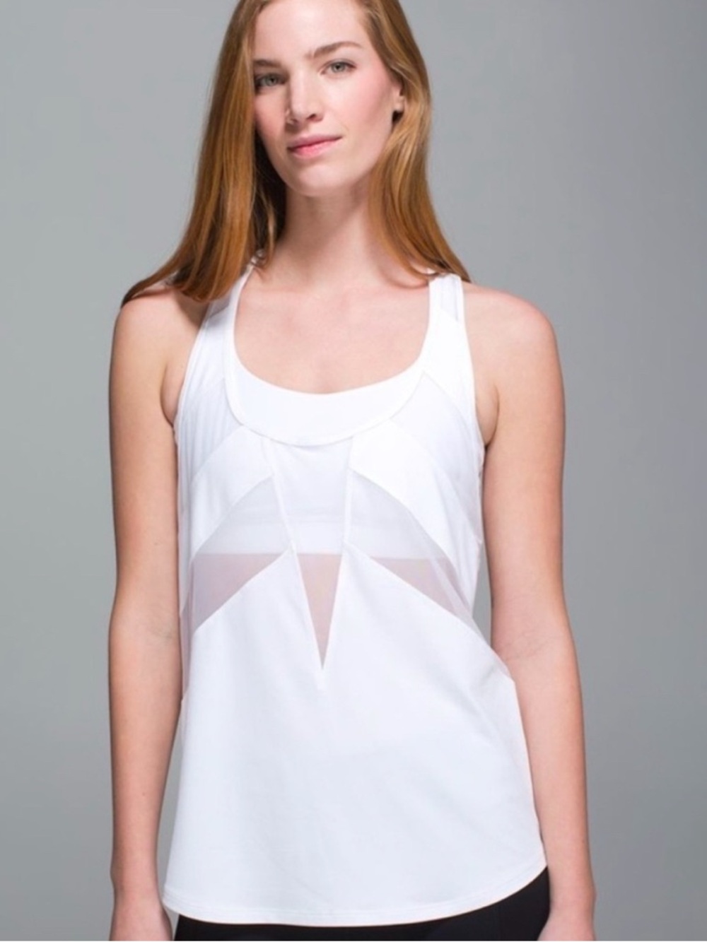 Lululemon athletica White Mesh-Panel Racerback Tank